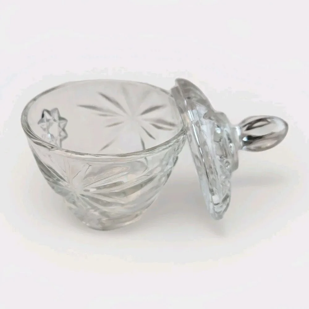 Anchor Hocking EAPC Star of David Creamer, Sugar Bowl w Lid, Relish Dish VTG